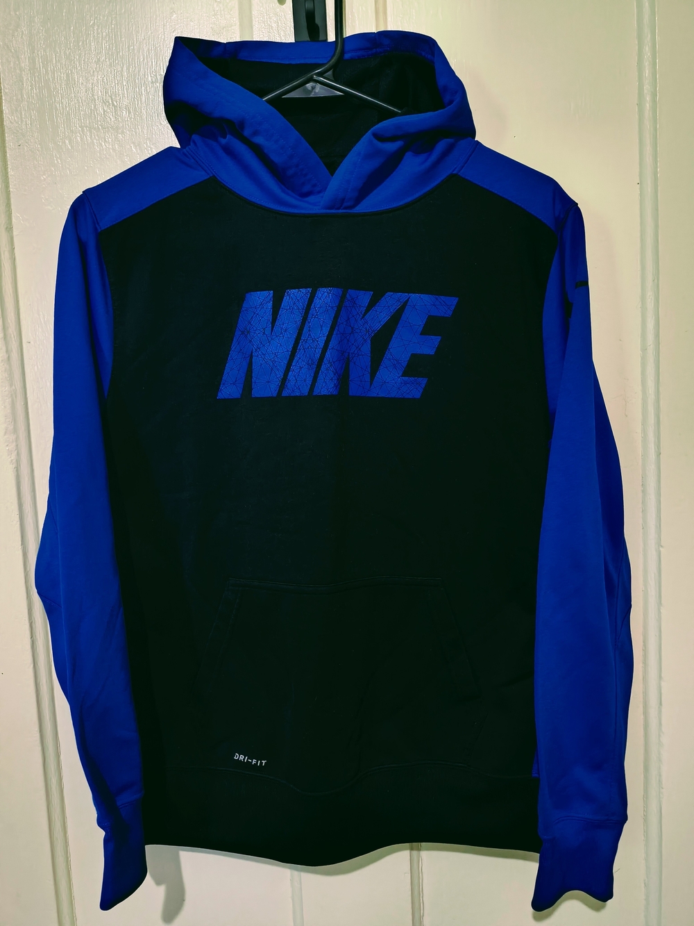 Boys Nike Black and Royal Blue Dri-FIT Logo Pullover Hoodie